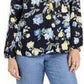 Charter Club Women's Floral Print Georgette Blouse  Blue Size Small