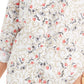Charter Club Women's Floral-Print Tab-Sleeve Linen-Blend Shirt White Size X-Small