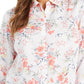 Charter Club Women's Printed Roll Sleeve Button Front Linen Blend Shirt White Size Small