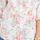 Charter Club Women's Printed Roll Sleeve Button Front Linen Blend Shirt White Size Small