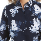 Charter Club Women's Floral Print Linen Blend Shirt Blue Size XX-Large