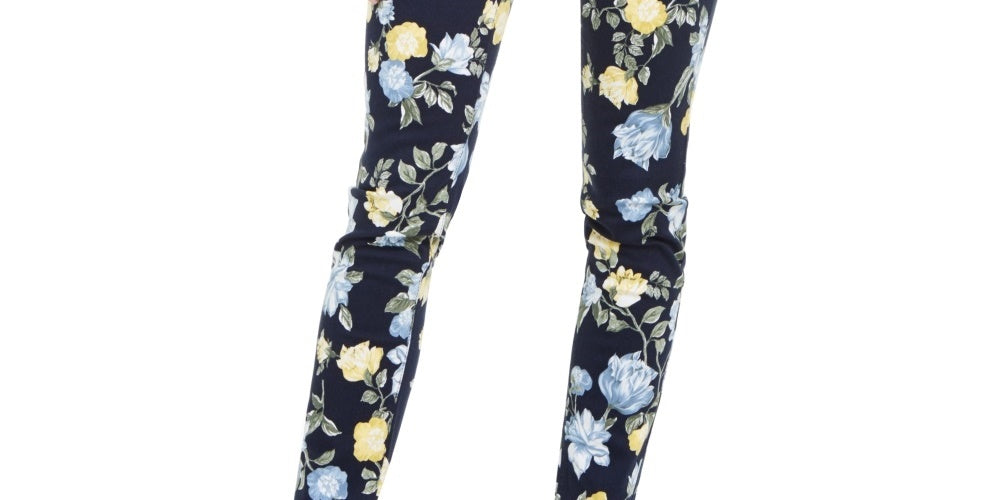 Charter Club Women's Floral Lexington Straight-Leg Jeans Blue Size 10