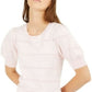 Maison Jules Women's Puff-Sleeve Sweater Pink Size Large