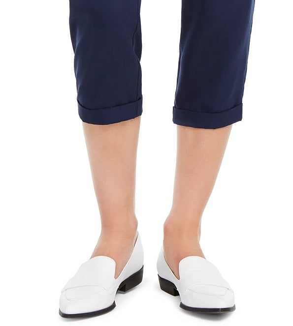 Maison Jules Women's Cropped Paperbag Pants Navy Size Medium