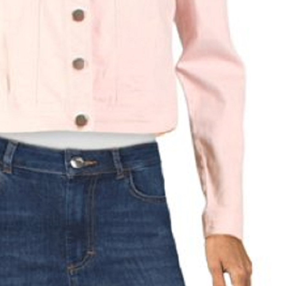 Maison Jules Women's Denim Stretch Jean Jacket Pink Size Small