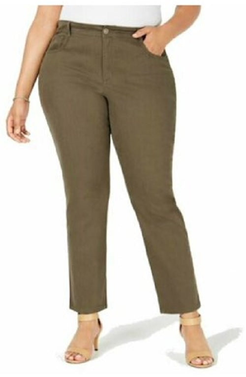 Style & Co Women's Straight-Leg Chino Pants Green Size 12