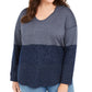 Style & Co Women's Plus Size Colorblocked Hoodie Navy Size 1X