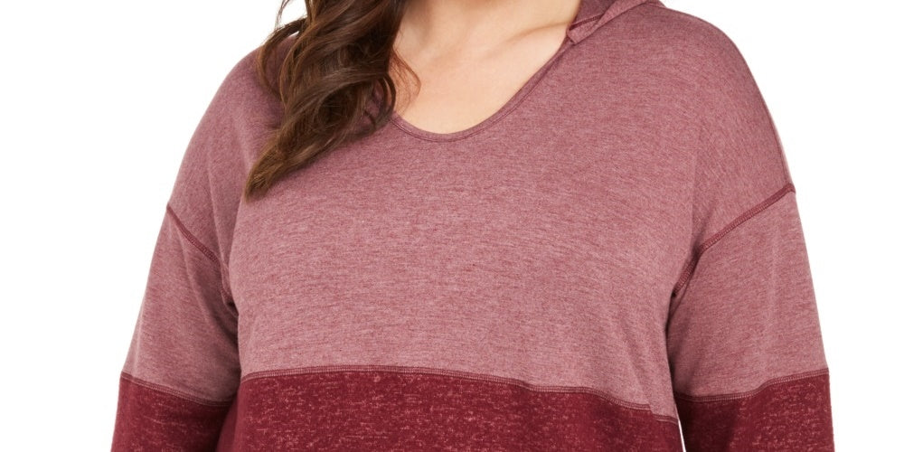 Style & Co Women's Plus Size Colorblocked Hoodie Red Size 3X