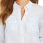Charter Club Women's Striped Textured Button-Down Top Blue Size X-Small