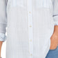 Charter Club Women's Striped Textured Button-Down Top Blue Size X-Small