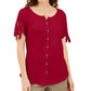 Karen Scott Women's Button Front Top Red Size X-Small