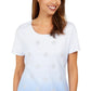 Karen Scott Women's Daisy-Shine Scoop-Neck Top Blue Size Medium