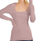 INC International Concepts Women's Square-Neck Ribbed Top Pink Size Medium
