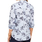 Charter Club Women's Printed Button-Down Cotton Blouse Blue Size XX-Large