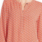 JM Collection Women's Printed Pleat Back Top Red Size Medium