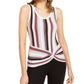 INC International Concepts Women's Striped Twist-Front Sweater Pink Size X-Small