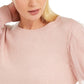 INC International Concepts Women's Tulle-Sleeve Sweater Pink Size Large