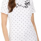 Karen Scott Women's Printed Embroidered Boat-Neck Cotton Top White Size Medium