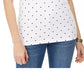 Karen Scott Women's Printed Embroidered Boat-Neck Cotton Top White Size Medium