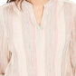Style & Co Women's Striped Split Neck Top Pink Size Small