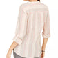 Style & Co Women's Striped Split-Neck Top Pink Size X-Large