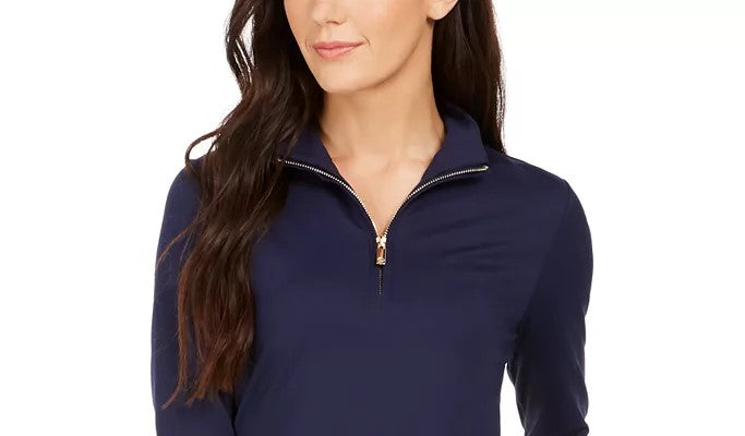 Charter Club Women's Half Zip Top Blue Size Small
