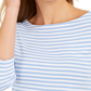 Charter Club Women's 3/4 Sleeve Striped Top Purple Size Large