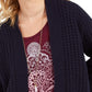 Style & Co Women's Chunky Cable Knit Open Front Cardigan Navy Size Small