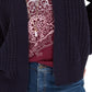Style & Co Women's Chunky Cable Knit Open Front Cardigan Navy Size Small