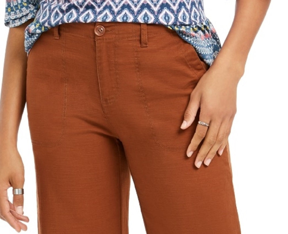 Style & Co Women's Wide-Leg Cropped Pants Med Brown Size 14