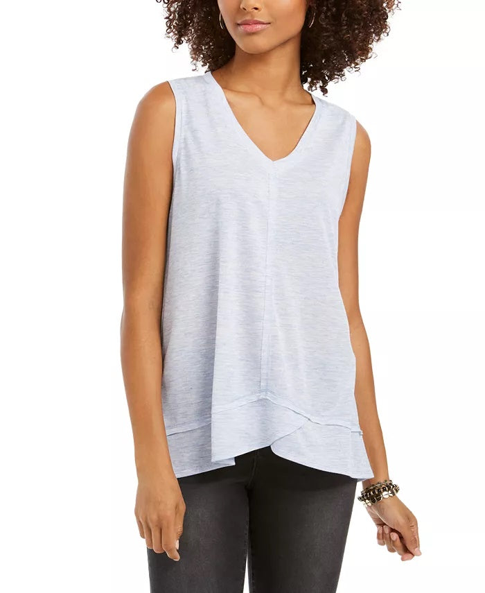 Style & Co Women's V Neck High Low Tank Top White Size X-Small