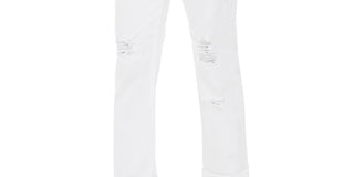 Style & Co Women's Ripped Crop Straight Jeans  White Size 2