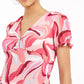Bar III Women's Printed Smocked Top Red Size XX-Large