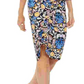 INC International Concepts Women's Printed Asymmetrical Linen Blend Midi Dress Blue Size Small