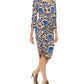 INC International Concepts Printed Women's Linen Blend Midi Dress Turq/Aqua Size XX-Large