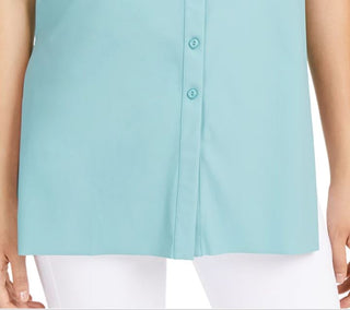 Alfani Women's Sleeveless Knit Button Front Tunic Green Size Medium