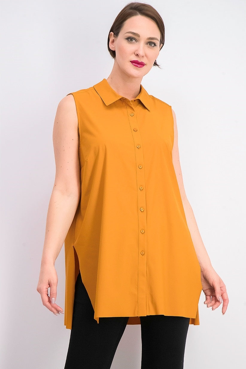 Alfani Women's Sleeveless Knit Button-Front Tunic Orange Size X-Small