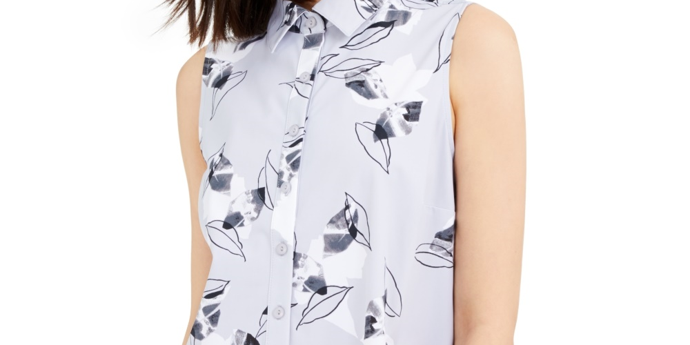 Alfani Women's Printed Tunic Grey Size Small