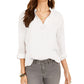 Style & Co Women's Textured Solid Popover Top White Size X-Small
