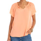 Style & Co Women's Crinkle Flutter-Sleeve Top Orange Size Medium