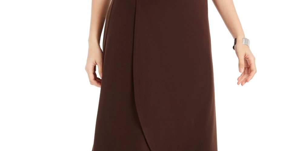 JM Collection Women's Solid Tulip Hem Skirt Brown Size Medium