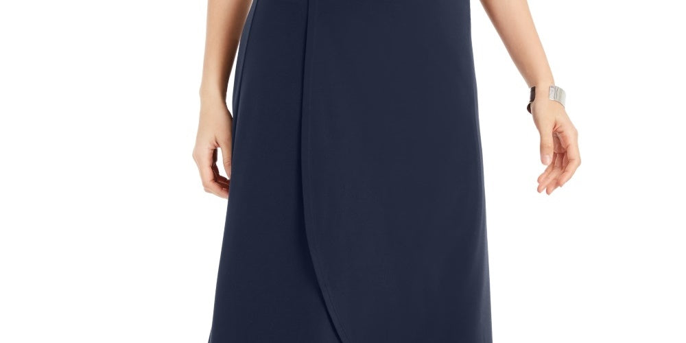 JM Collection Women's Solid Tulip Hem Skirt Blue Size Medium