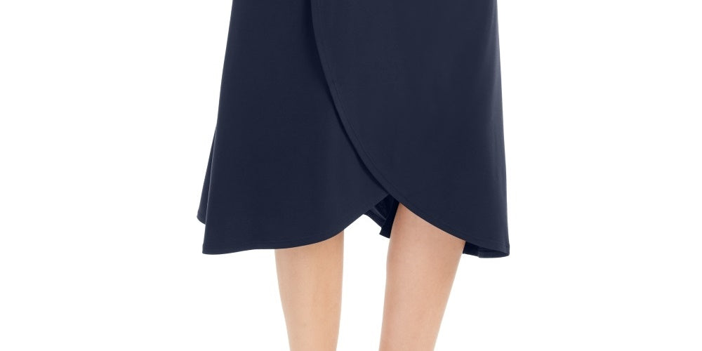 JM Collection Women's Solid Tulip Hem Skirt Blue Size Medium