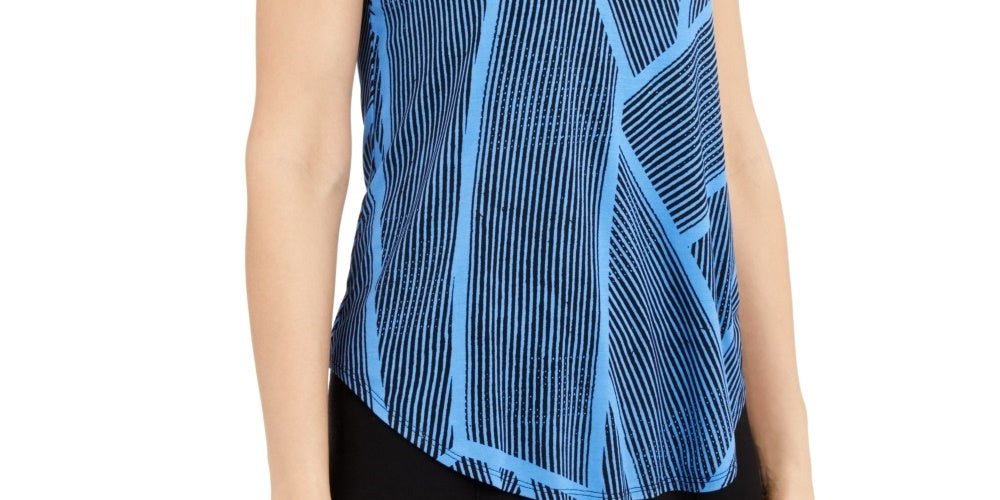 Alfani Women's Knit Print T-Shirt Navy Size XX-Large