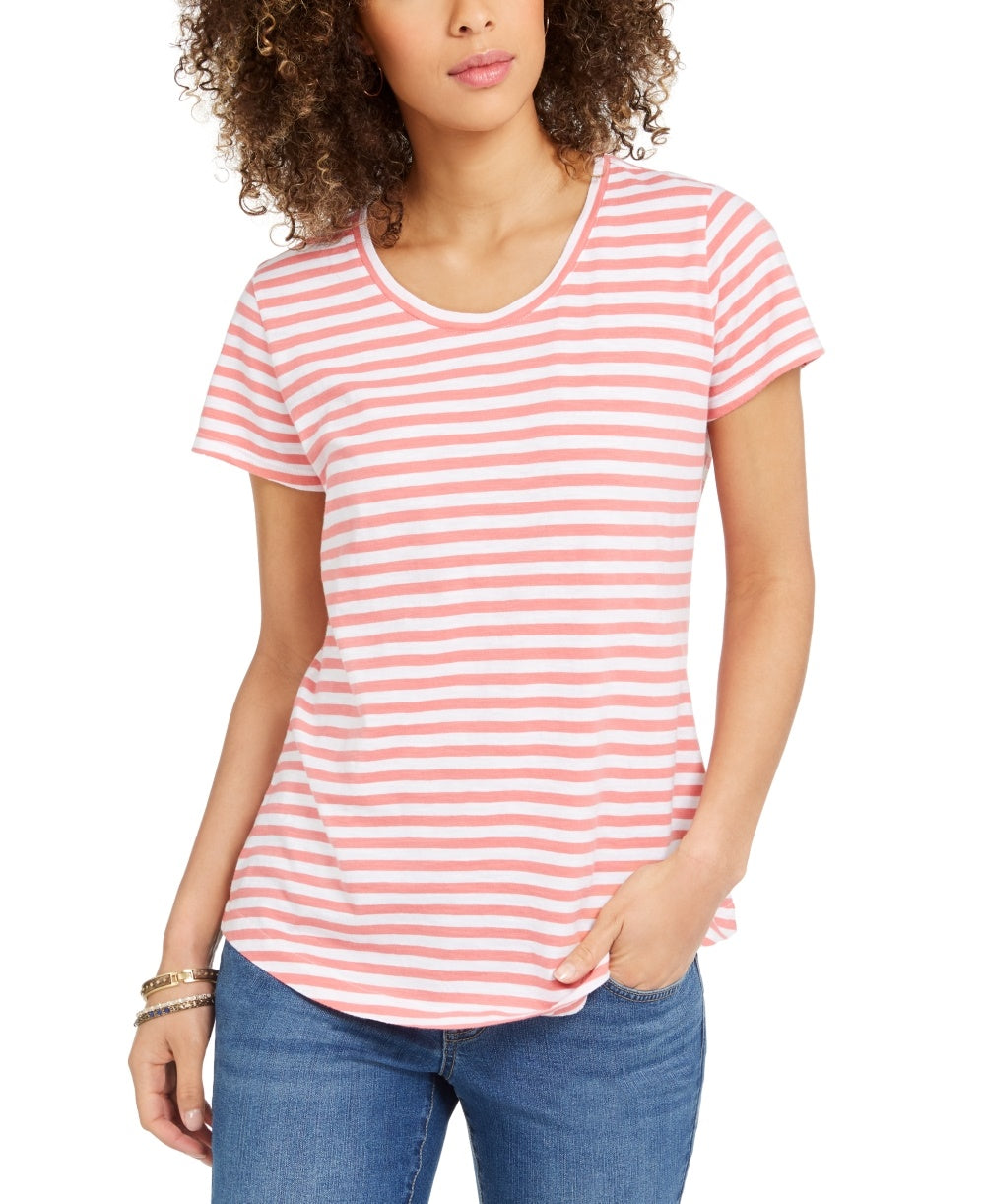 Style & Co Women's Striped Tee Red Size XX-Large