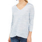 Style & Co Women's V Neck Top Blue Size Medium