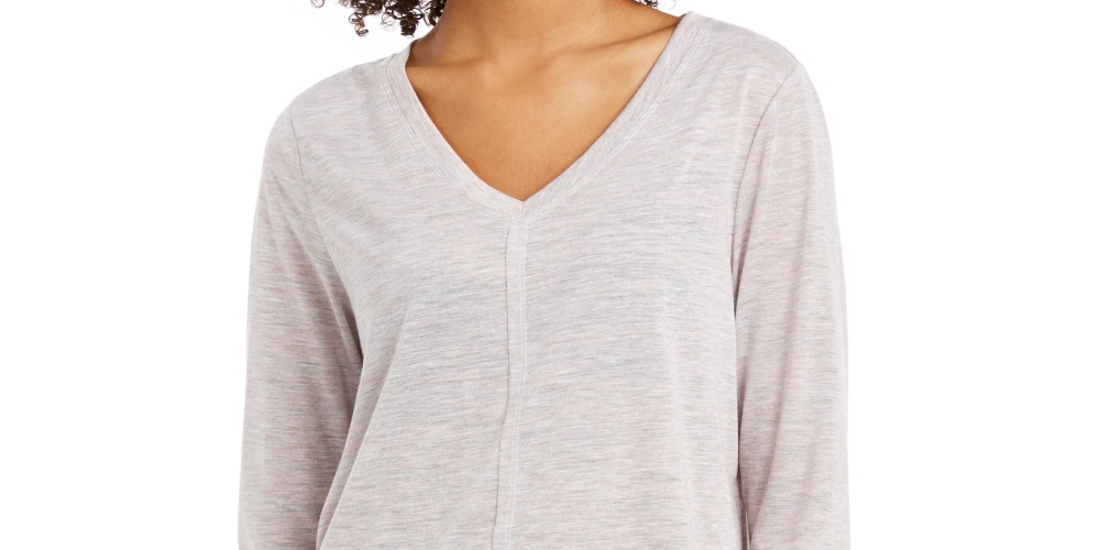 Style & Co Women's V Neck Top Pink Size X-Small