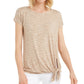 JM Collection Women's Tie Hem T-Shirt Beige Size Small