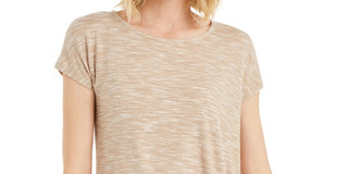 JM Collection Women's Tie Hem T-Shirt Beige Size Small