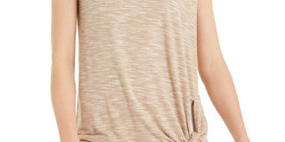 JM Collection Women's Tie Hem T-Shirt Beige Size Small